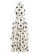 Beige 1950s Floral Polka Dot Sleeveless Halter Skirt Set - vintage skirt, retro style