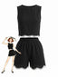 2PCS Gilet Sans Manches Crochet et Short Noir Années 50