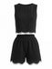 Ensemble 2 Pièces Gilet Sans Manches Crochet et Short Noir Années 50
