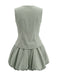 Ensemble 2 Pièces Gilet Col V et Jupe Bouffante Bleu Clair Années 50