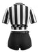 Ensemble de déguisement d’arbitre court à rayures verticales et nœud Années 1970 - 2
