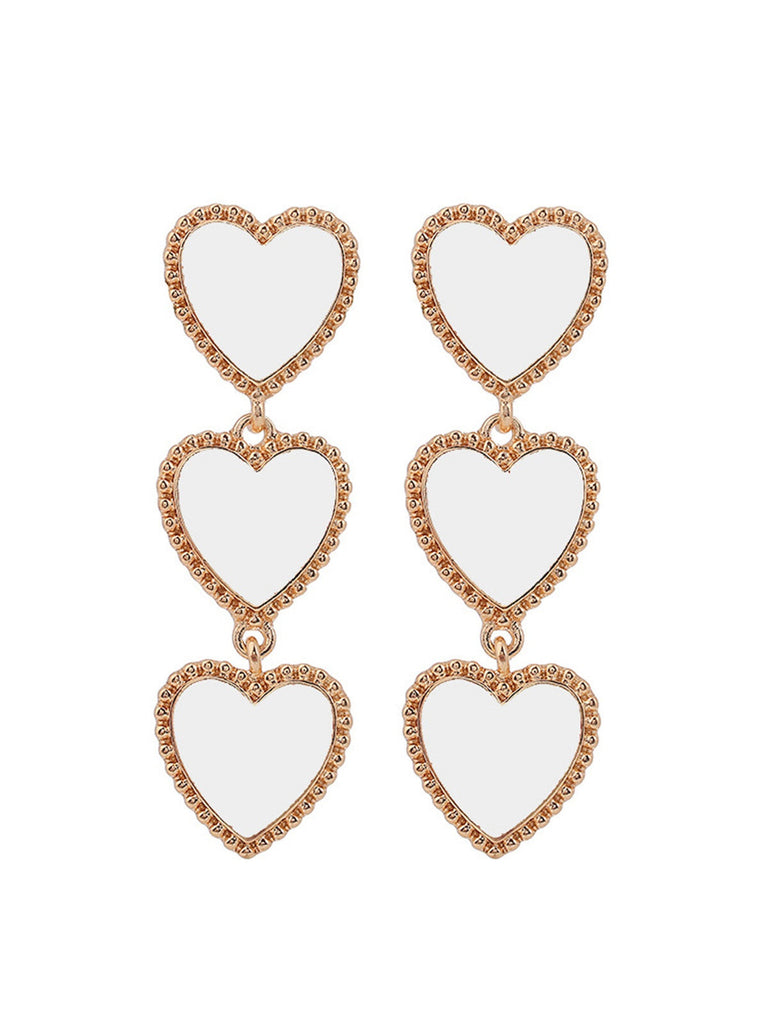Boucles d'oreilles pendantes triple cœur pour la Saint-Valentin