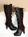 Bottines à lacets noires style punk vintage talons hauts