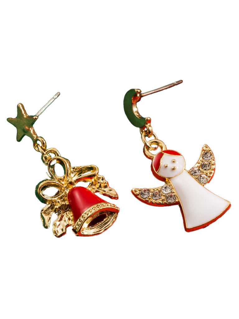 Boucles d'oreilles pendantes ange clochette de Noël flocon de neige