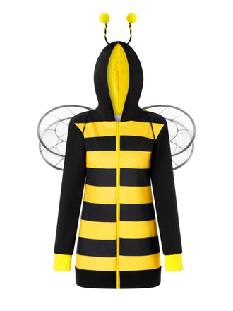 Robe à capuche rayée jaune inspirée du cosplay d'abeilles années 60