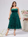 [Grande taille] 2PCS robe col en cœur et manteau en velours vert années 40