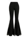 [Grande Taille] Pantalon évasé taille haute filet noir 1930s