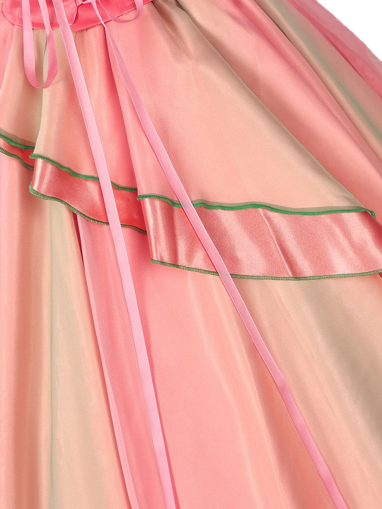 Ensemble haut et jupe rose Glinda la méchante sorcière années 1970