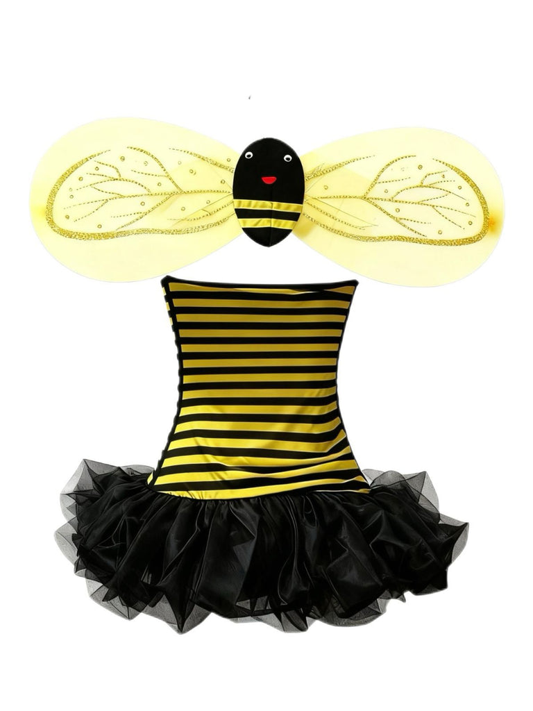 Ensemble de costume de cosplay d'abeille rayée jaune années 1960