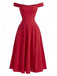 Robe rouge unie épaules dénudées et fente style sirène années 1950