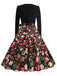 Robe noire de Noël motifs de pain d'épice et de cannes années 1950