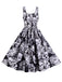 Robe trapèze à motif crâne Halloween années 1950