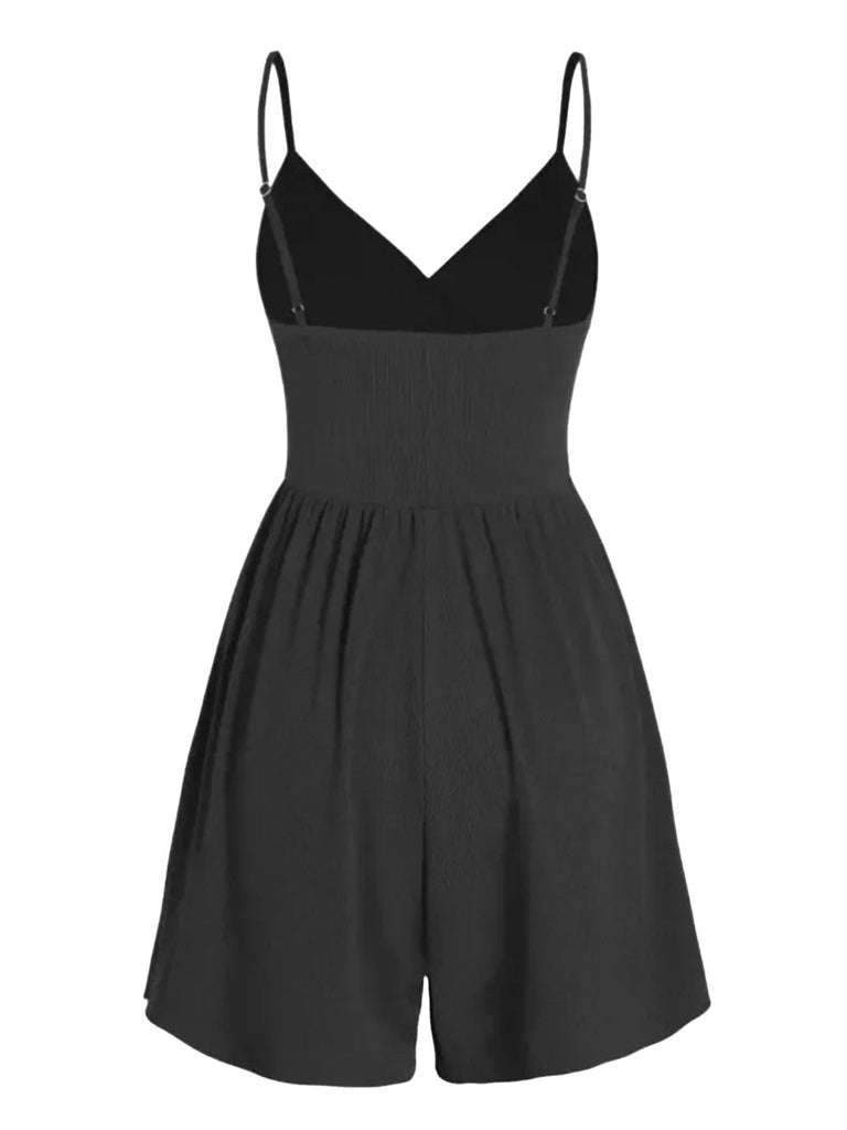 Combinaison à bretelles spaghetti et col en V années 1980