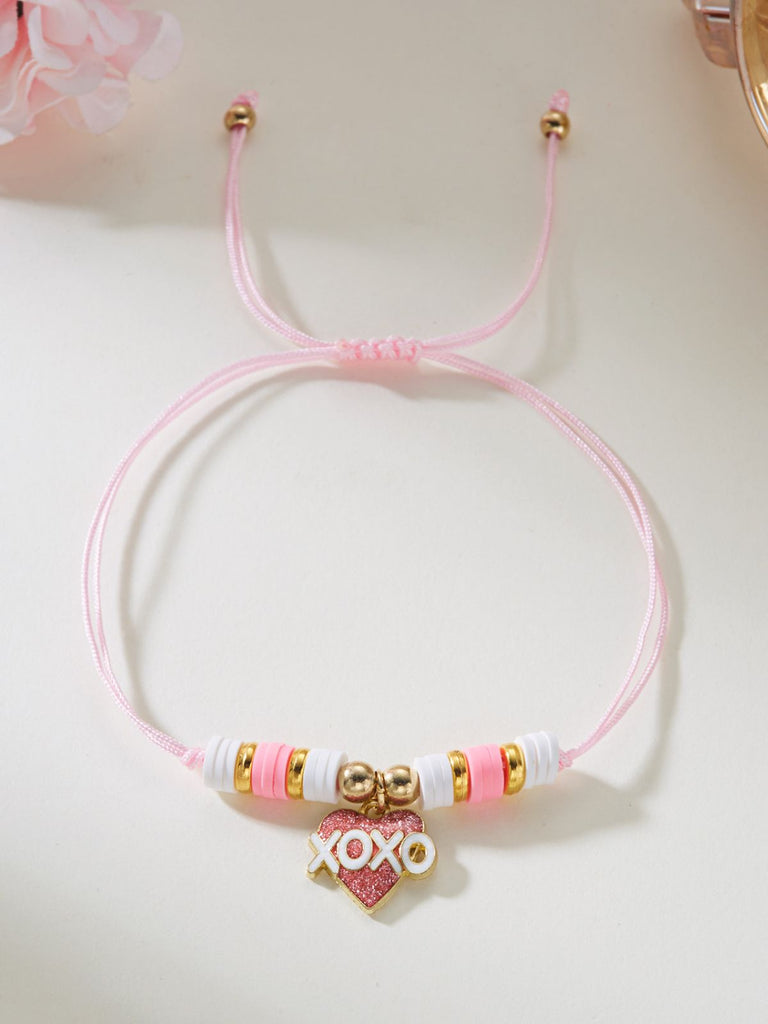 Bracelet tissé ajustable en forme de cœur pour la Saint-Valentin