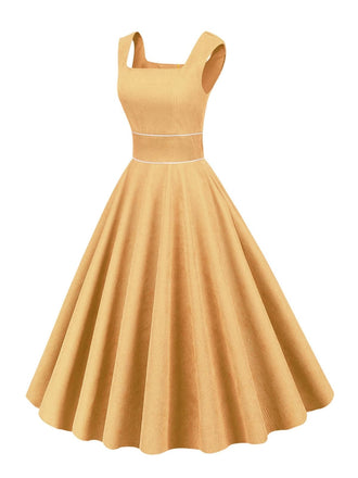 Robe Vintage Solide en Velours Côtelé des Années 1950 Cocktail Pin-up 11