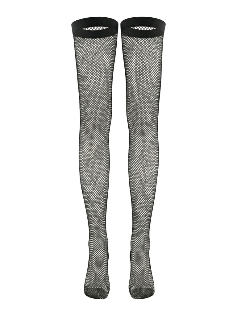 Ensemble de lingerie corset en dentelle noire avec bas résille années 1960