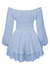 Robe courte unie épaules nues manches longues froncées 1950s