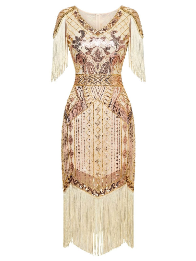 Robe Charleston à franges et sequins années 1920