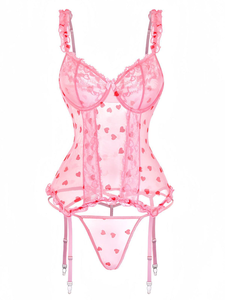 [Prévente] Body De Nuit Dentelle Cœur Transparent Année 1980