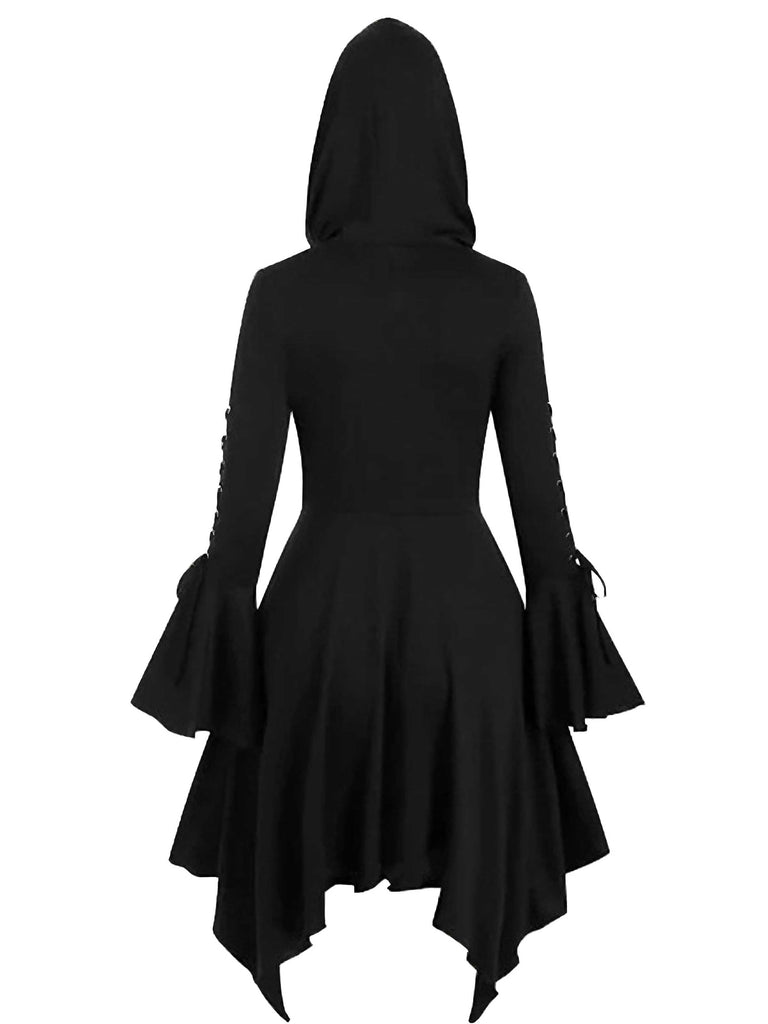 Veste longue punk gothique violette à capuche années 1980