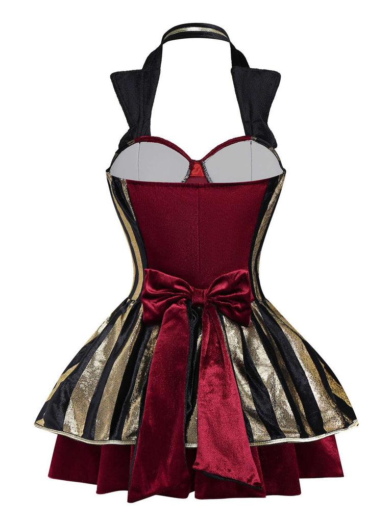 Robe de capitaine pirate Halloween en velours rouge vin des années 1970
