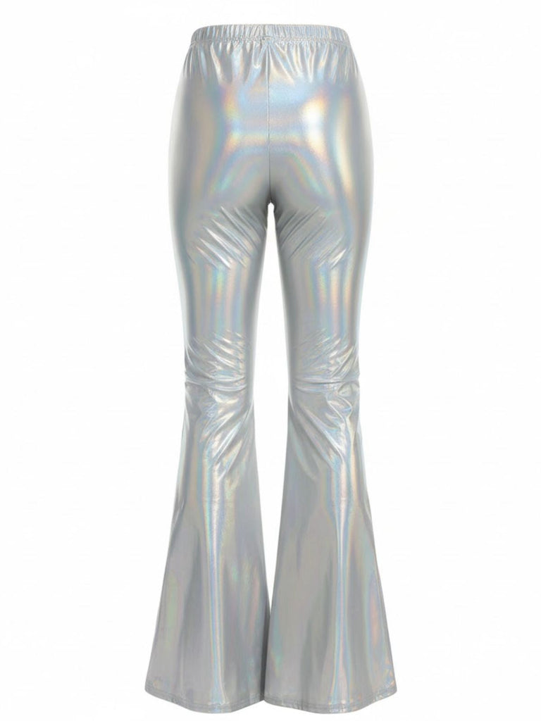 Pantalon bootcut moulant métallisé uni années 1970