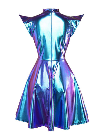 Robe mini de soirée futuriste métallisée années 1980