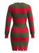 Robe en maille rayée rouge et verte de déguisement Freddy Krueger Années 1970 - 2