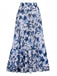 2PCS Maillot de bain bleu à fleurs et cache-maillot années 1940