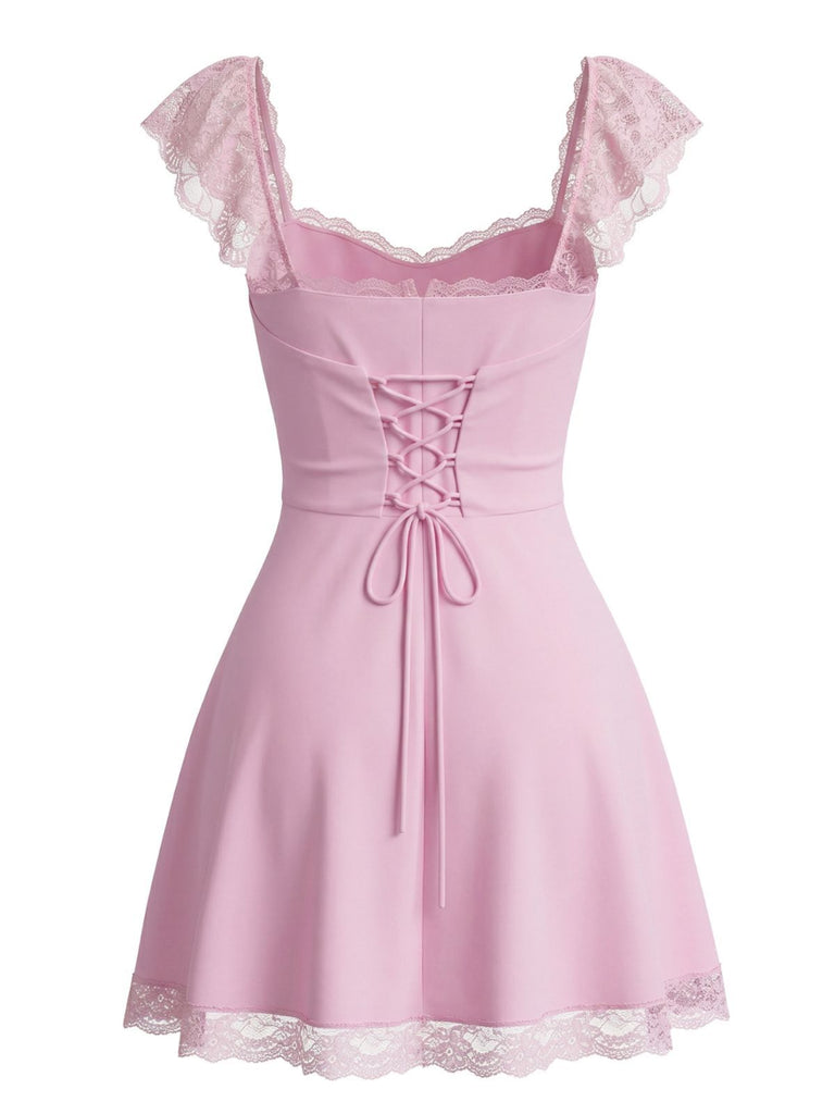 Dentelle Col Carré Dos Nu Robe Française Années 1960 3