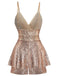 Combishort-culotte à bretelles et col en V à paillettes des années 1960