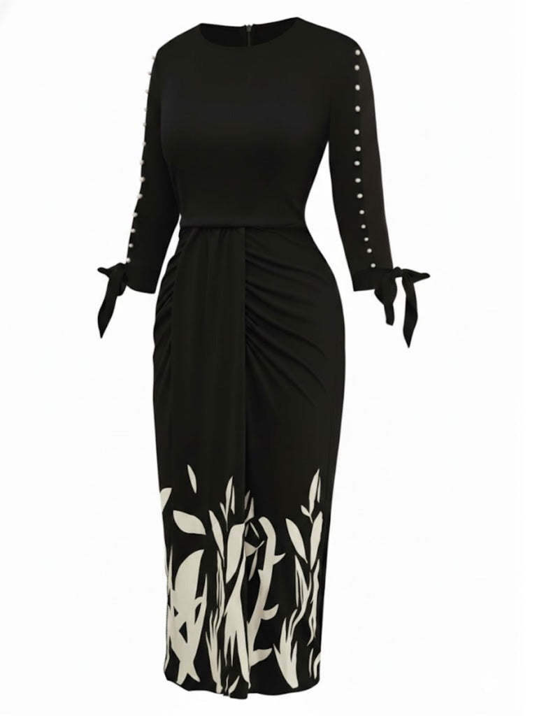 Robe À Cravate Patchwork Découpé Fleuri Année 1960