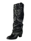 Bottes mi-mollet vintage à boucle cloutée noire
