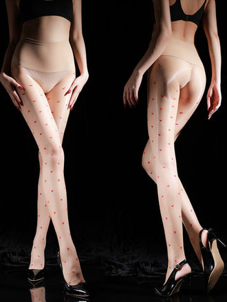 Collants taille haute à pois cœur vintage