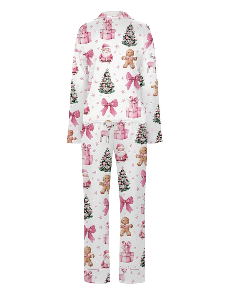 Ensemble de pyjama blanc de Noël avec des cannes de bonbon des années 1940