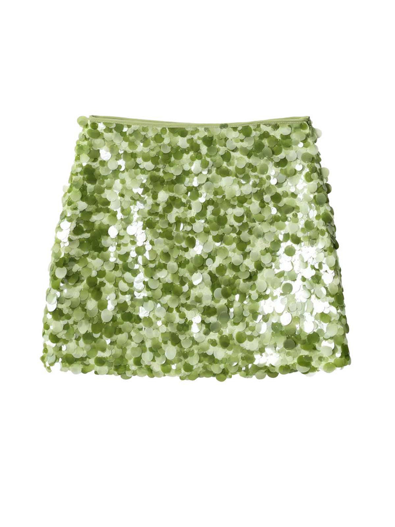 Mini-jupe crayon taille basse à paillettes des années 1980