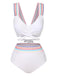 Ensemble bikini à bretelles larges noué dans le dos colorblock des années 1940