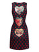 Robe Crayon Noire Pois Motif Cœur Années 1980