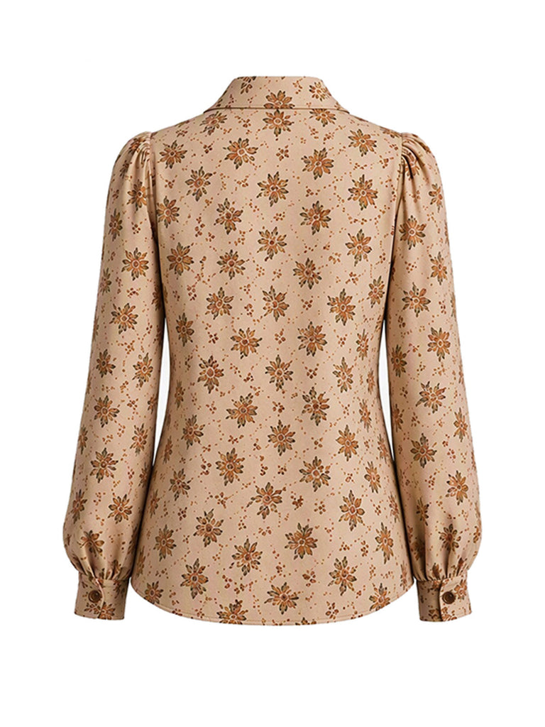 [Prévente] 2PCS Ensemble Blouse à Imprimé Floral et Robe Chasuble à Poches Années 1970 - 5