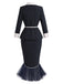 [Prévente] 2PCS Ensemble Veste à Revers avec Ceinture et Jupe Sirène à Ourlet en Tulle Années 1960 - 4