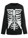Pull en tricot noire à squelette Halloween années 1950