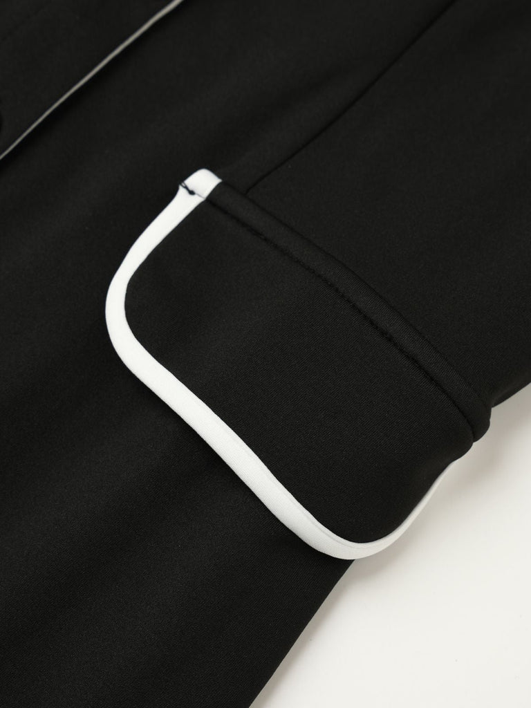 Robe moulante noire sans manches à revers et boutons années 60