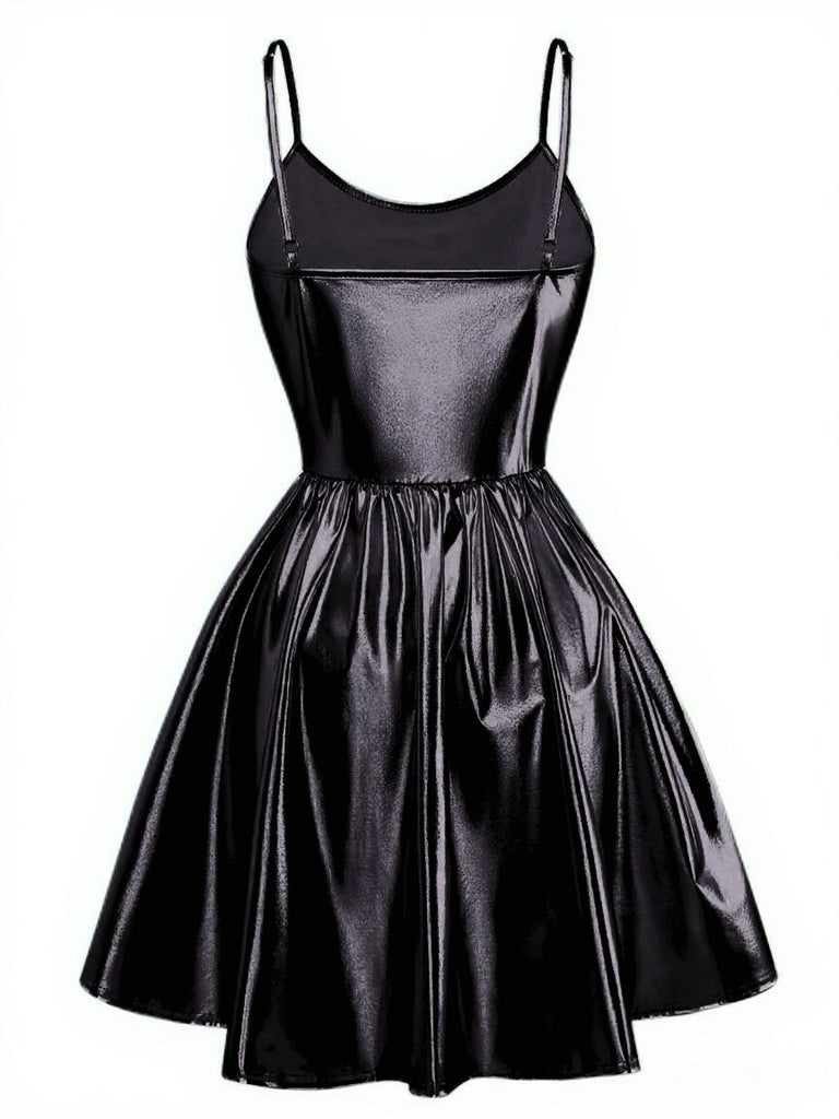 Robe de soirée à fines bretelles métallisées années 1980