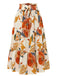 Jupe à volants style bohème à fleurs et nœud des années 1970