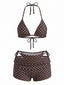 Bikini À Pois Licou Slip Short Taille Haute Marron Années 1950