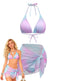 3PCS Ensemble bikini dos nu ombré et paréo Y2K