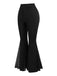 [Grande Taille] Pantalon évasé taille haute filet noir 1930s