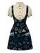 [Prévente] Robe gilet bleue imprimé Halloween et chemisier jaune des années 1960