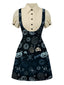 [Prévente] Robe gilet bleue imprimé Halloween et chemisier jaune des années 1960