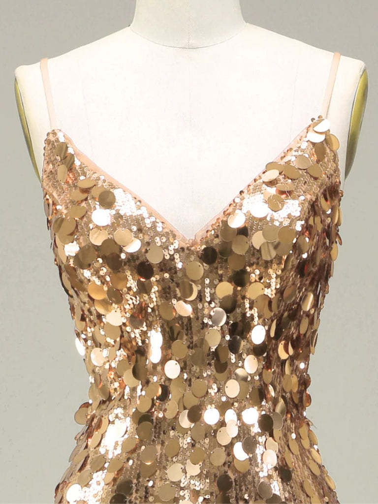 [Prévente] Robe de soirée longue au sol dorée à paillettes des années 1930